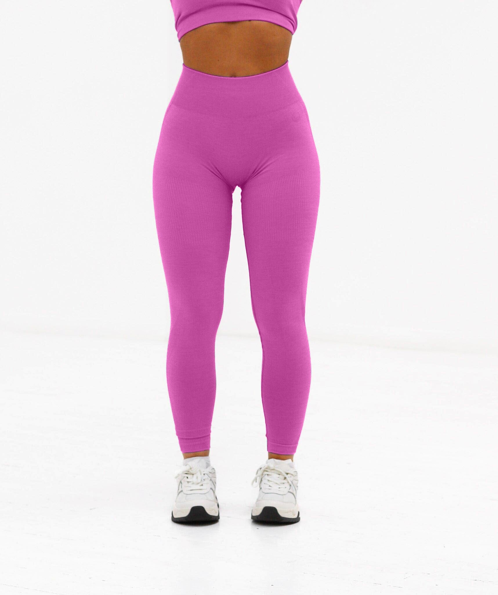Plt Dark Pink Rib Line Detail Seamless Gym Leg