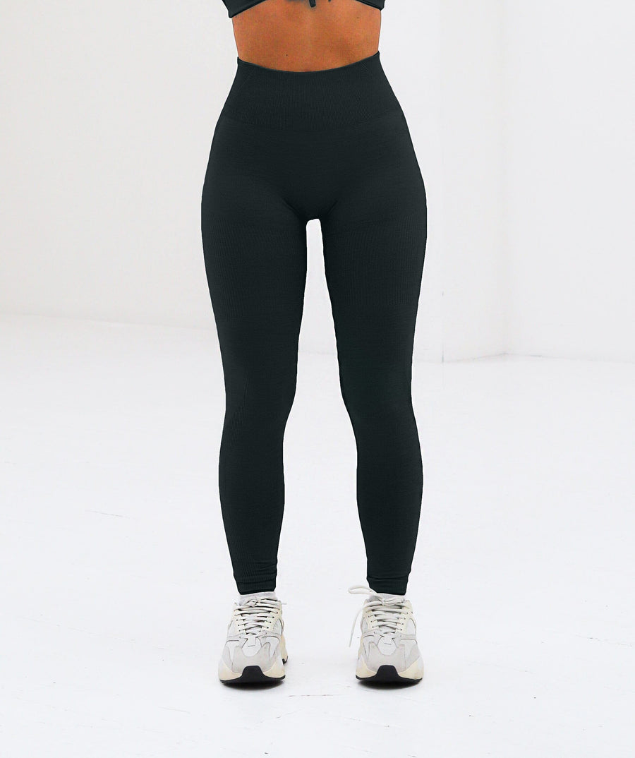 Charcoal Structured Contour Ribbed Leggings